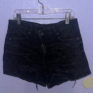 American Eagle Outfitters Black Ripped Jean Shorts